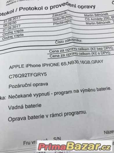 iPhone 6s 16gb space grey - nově vyměněná baterie