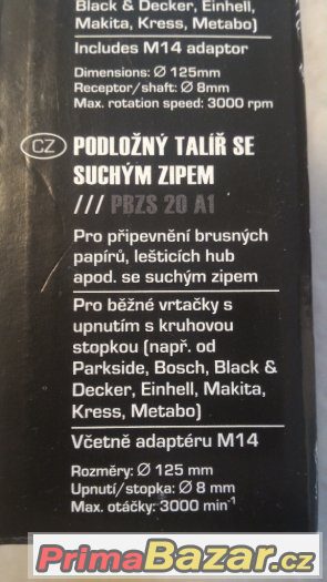 Podložný talíř na vrtačku se suchým zipem