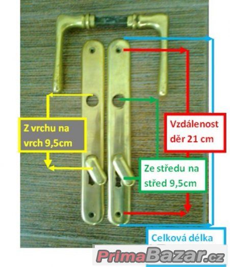 Mosazné kliky a kování na vnitřní dveře, prvorepublikové