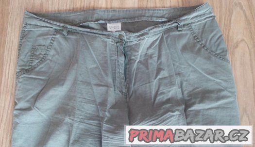 Dámské lehké plátěné kalhoty, vel. 46, barva zeleno-šedá