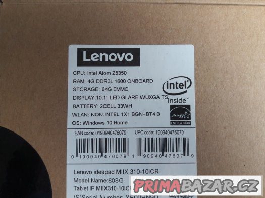 Lenovo Miix 310-10ICR Silver 64GB + dock s klávesnicí