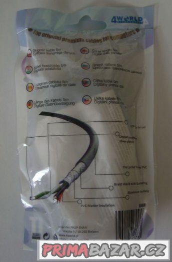 USB 2.0 propojovací černý kabel A-B, 5 metrů, nerozbalený, k