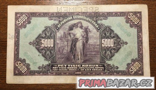 Staré bankovky 5000 korun 1920 VZÁCNÁ serie A Staré bankovky 5000 korun 1920 VZÁCNÁ serie A