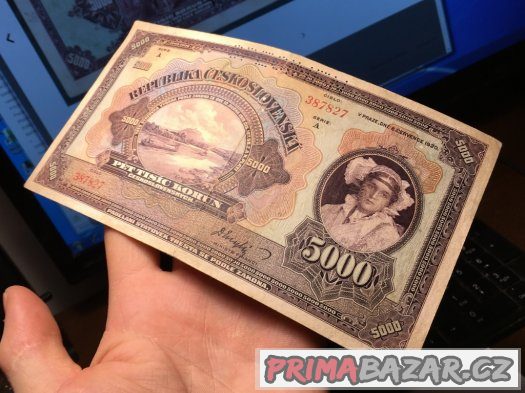 Staré bankovky 5000 korun 1920 VZÁCNÁ serie A Staré bankovky 5000 korun 1920 VZÁCNÁ serie A