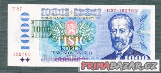 stare-bankovky-1000-kcs-1985-kolek-vzacna-serie-u