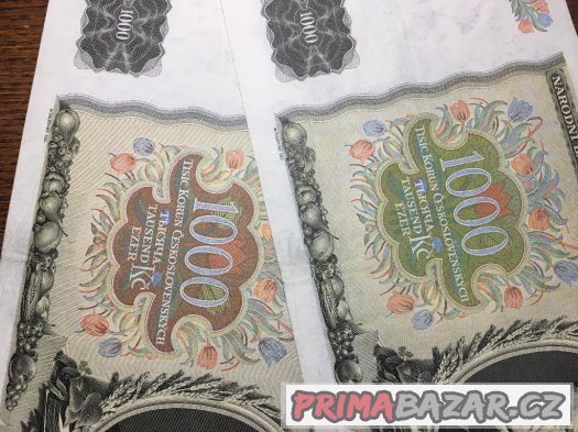 Staré bankovky - 1000 korun 1934 VZÁCNÁ - JINÁ BARVA
