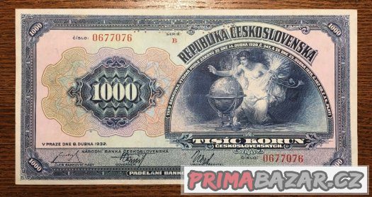 stare-bankovky-1000-korun-1932-velmi-pekny-stav