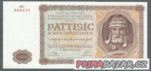 stare-bankovky-slovensko-5000-sk-1944-skoro-bezvadny-stav