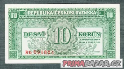 Staré bankovky 10 kčs 1950 pěkný stav