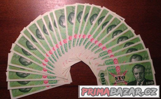Staré bankovky 100 kčs 1989 Gottwald UNC bezvadný stav