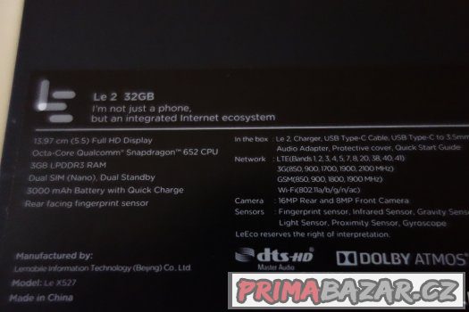 LeEco LE 2 X527 - CZ ZÁRUKA + PŘÍSLUŠENSTVÍ