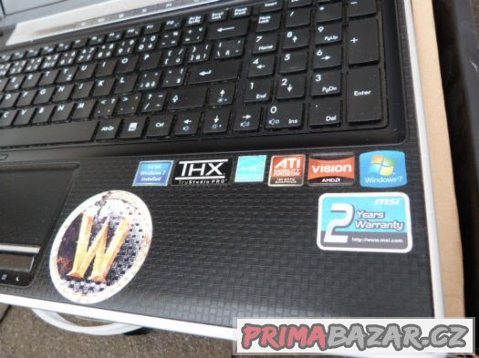 MSI FX610 HERNÍ NOTEBOOK ROK 2011 PC12000.- HD 320GB RAM 4GB