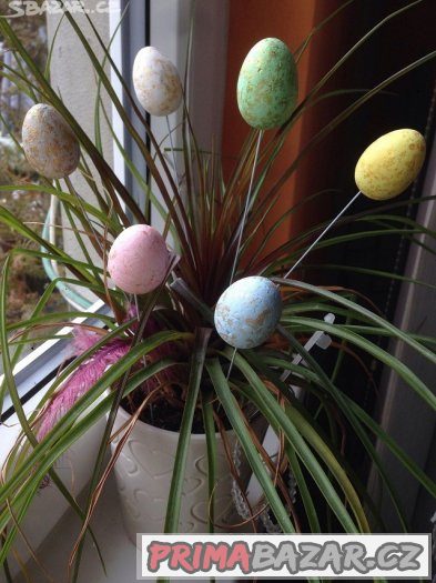 Velikonoce-zápich,dekorační ozdobné kolíčky,modrý květ (3ks)