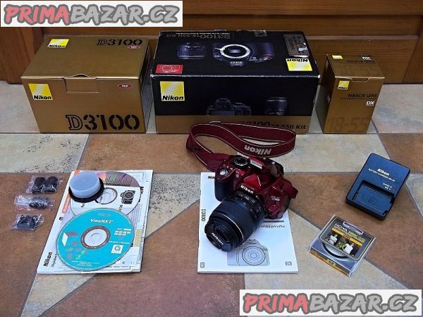 Digitální zrcadlový fotoaparát NIKON D3100 + 18-55 mm II Kit RED