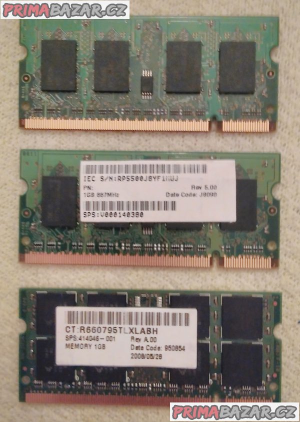 3x RAM paměť pro notebook - 3x 1GB.