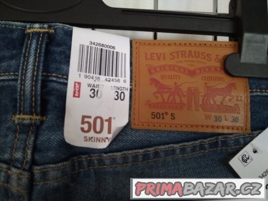 Pánské džíny Levis, skinny 501, W 30 L 30