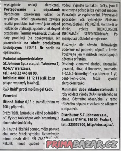 RAID háček proti molům s vůní cedru 2ks
