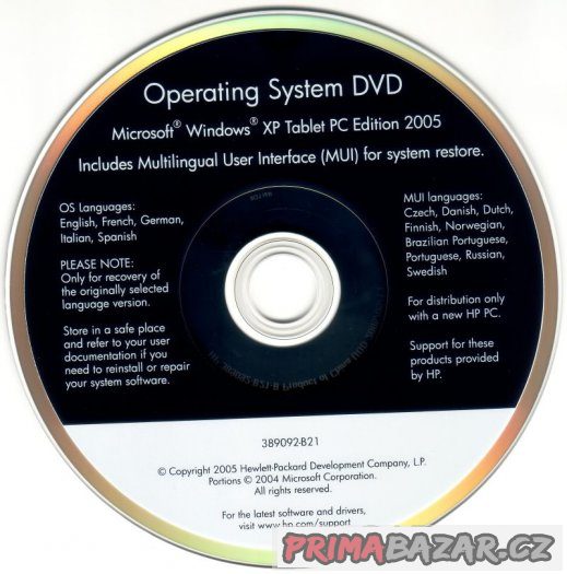 Originál Windows XP Tablet PC Edition MUI DVD OEM HP