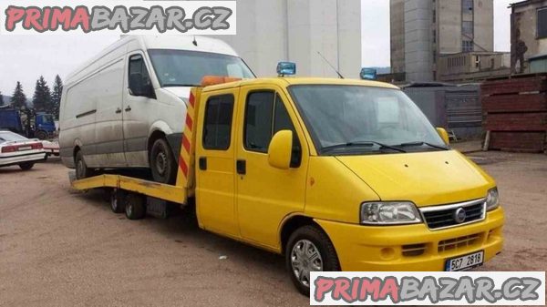 odtahovka Fiat Ducato 2.8JTD r.2002 double kabina 7 mist celohliníková hydraulicky