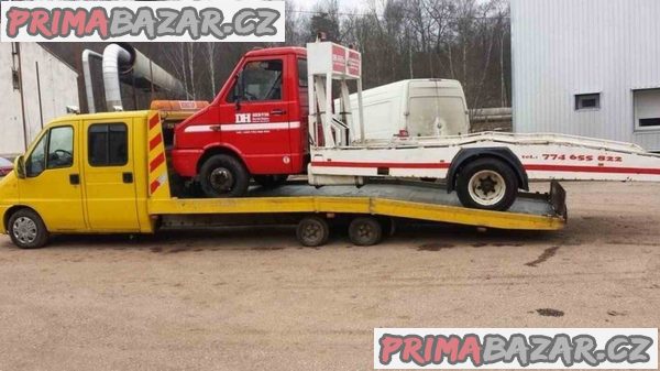 odtahovka Fiat Ducato 2.8JTD r.2002 double kabina 7 mist celohliníková hydraulicky