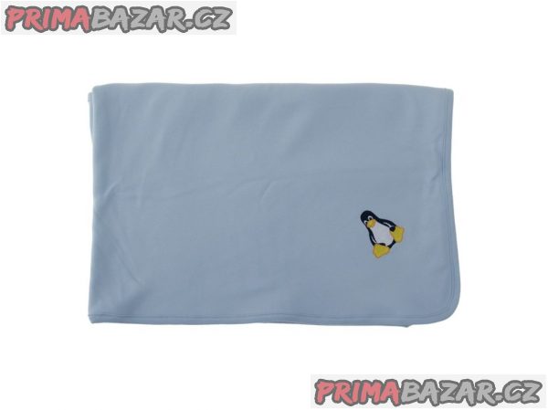 Dětská deka letní 90x90 cm modrá s tučňákem