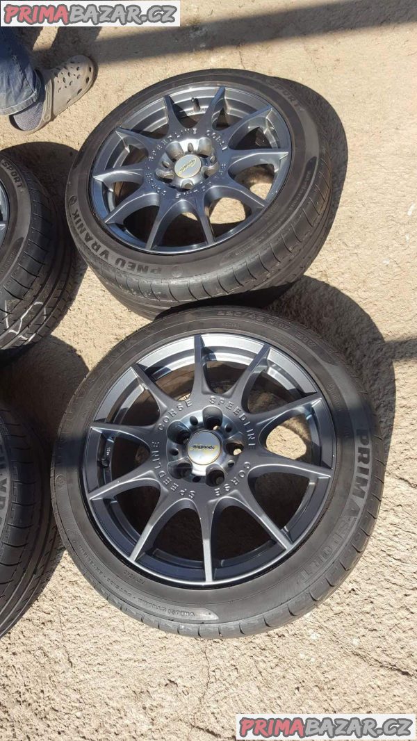 zánovní alu kola elektrony Ronal Speedline corse 5x108 7.5jx17 et45 pneu 225/45 r17