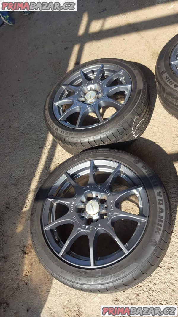 zánovní alu kola elektrony Ronal Speedline corse 5x108 7.5jx17 et45 pneu 225/45 r17