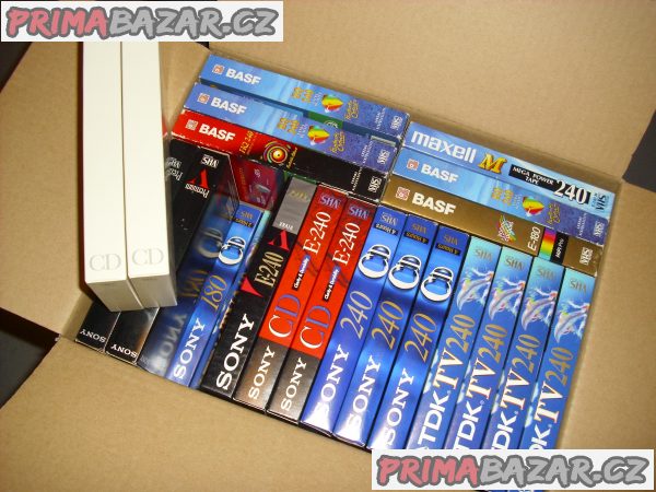 VHS videokazety BASF, Maxell, TDK, SONY..