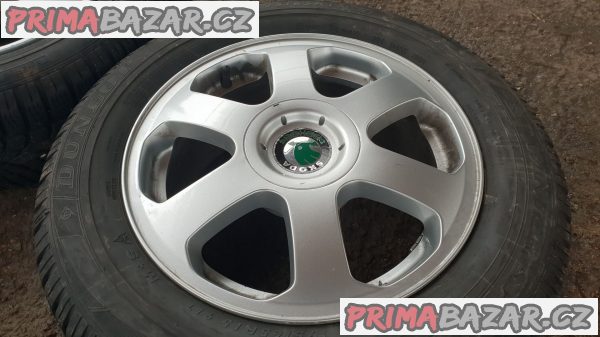 alu kola elektrony škoda 1u0601025a s pneu dunlop 5x100 6.5jx15 et43