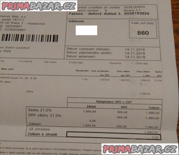 Tablet s poškozeným displejem na ND Tablet s poškozeným displejem na ND