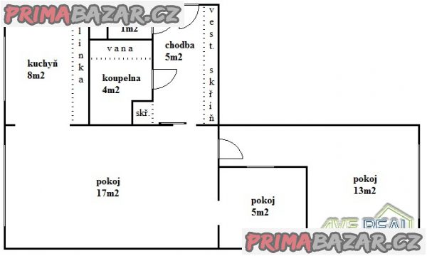 Prodej bytu 2+1 (3+1) - 53m2, zděný dům, OV, zahrada (471m2), Praha 6 – Petřiny, ul. Na Petřinách