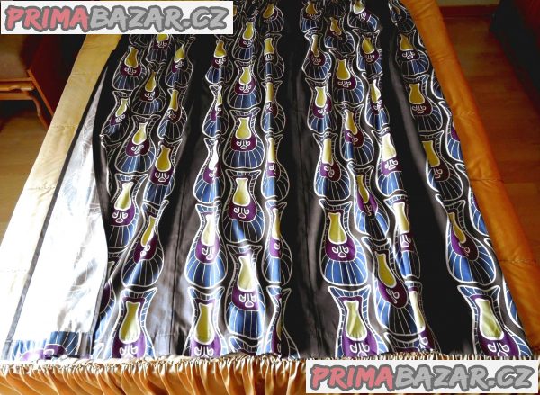Látkový závěs NOVÝ 165x335 cm hnědý s pestrým vzorem + 34 háčků Látkový závěs NOVÝ 165x335 cm hnědý s pestrým vzorem + 34 háčků
