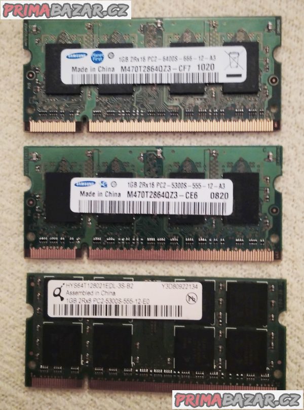 3x RAM paměť pro notebook - 3x 1GB DDR2. 3x RAM paměť pro notebook - 3x 1GB DDR2.