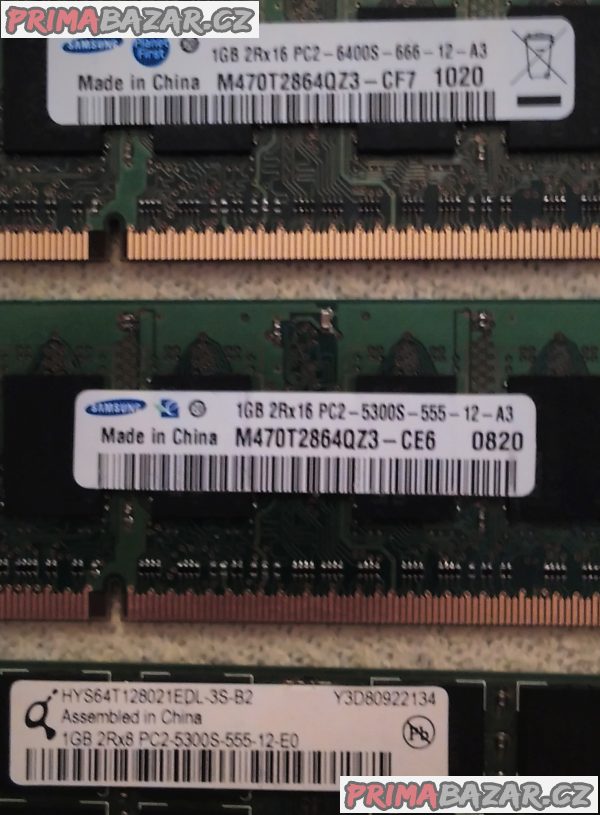 3x RAM paměť pro notebook - 3x 1GB DDR2. 3x RAM paměť pro notebook - 3x 1GB DDR2.