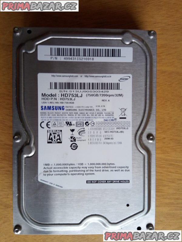 Hardisk Samsung HD753LJ 750 GB 3,5" 7200RPM 32M Hardisk Samsung HD753LJ 750 GB 3,5" 7200RPM 32M