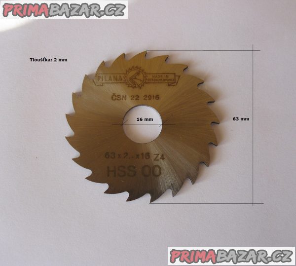 Pilový kotouč na kov 63x2x16 HSS ČSN 22 2916  ČR