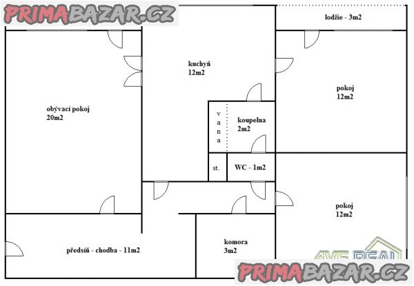 Prodej bytu 3+1/2xL (cca 79m2), OV, Praha 6 – Červený vrch, ul. Evropská