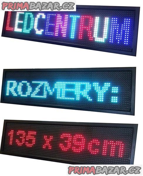 Světelný programovatelný panel s červenými led na zobrazování libovolného reklamního textu