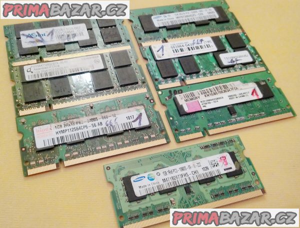 RAM paměti pro PC i notebooky - DDR-DDR2-DDR3 - 512MB až 2GB.