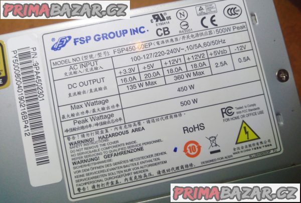 PC zdroj FSP450-60EP - až 500 W. PC zdroj FSP450-60EP - až 500 W.