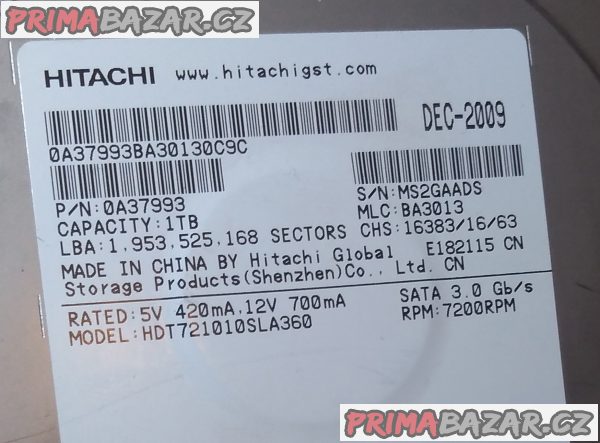 Rychlý vnitřní HDD Hitachi 1 TB + ZDARMA 120 a 40 GB!!! Rychlý vnitřní HDD Hitachi 1 TB + ZDARMA 120 a 40 GB!!!