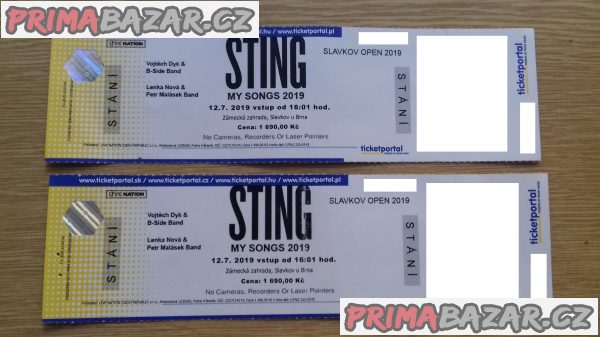 Prodám - STING SLAVKOV 12.7. 2019 -  EXELENTNÍ KONCERT ! ! !