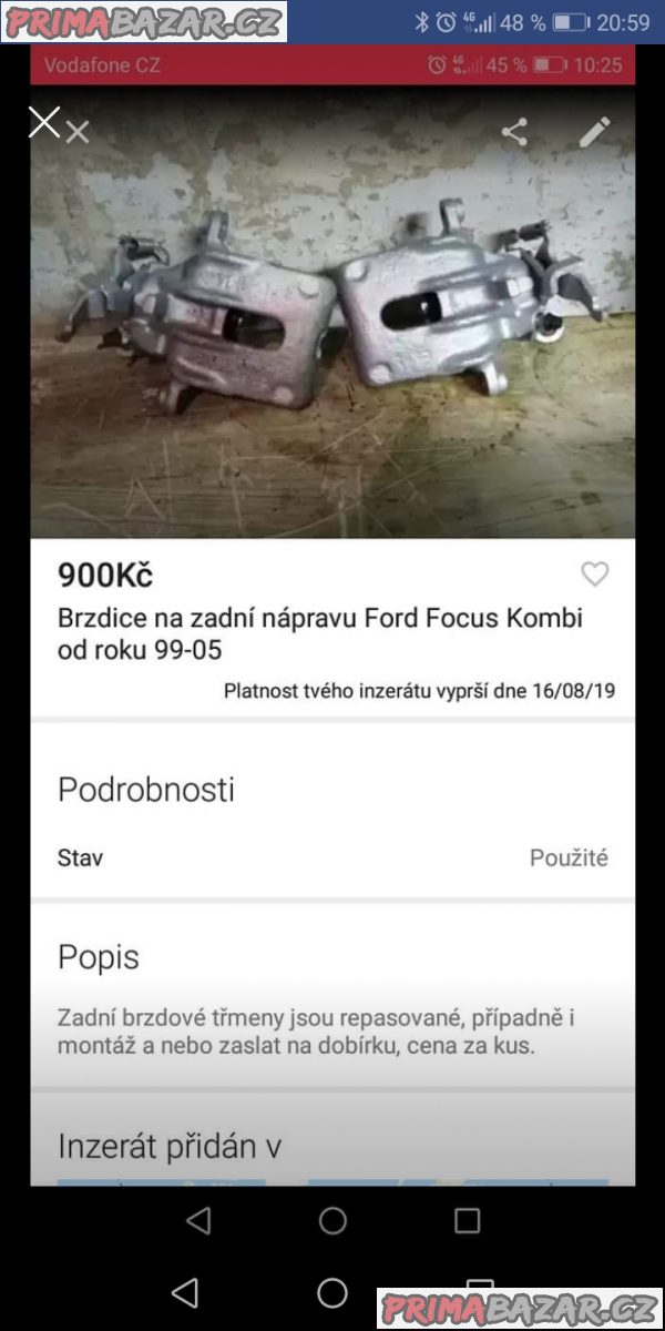 Brzdice na zadní nápravu Ford Focus Kombi