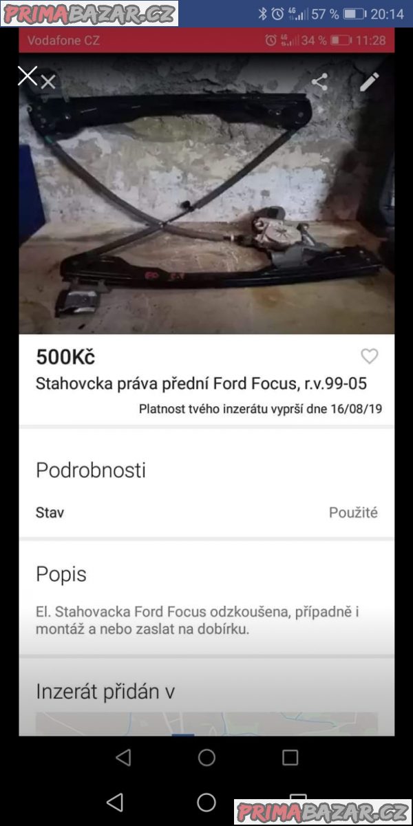 Stahovacka práva přední Ford Focus