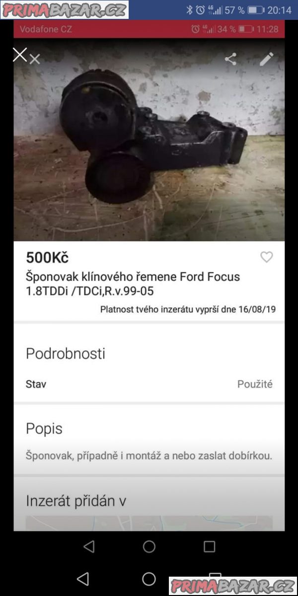 Šponovak klínového řemene Ford Focus