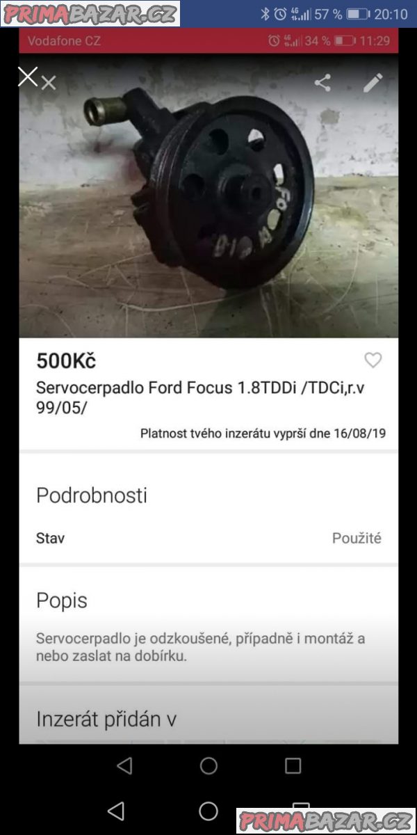 Servocerpadlo Ford Focus