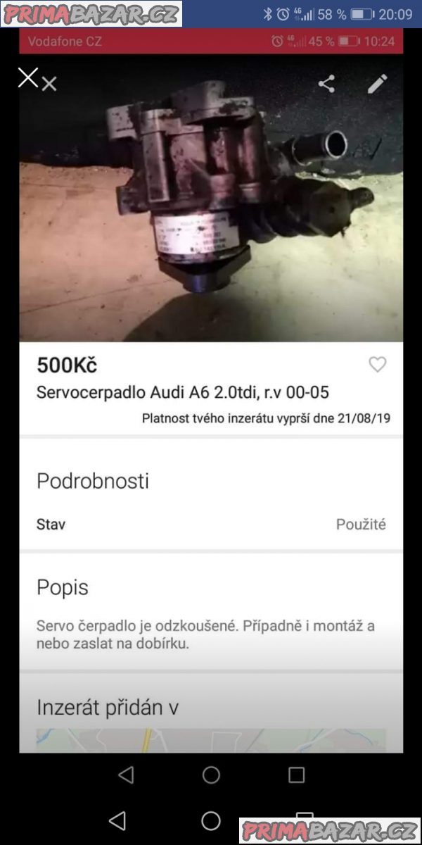 Servocerpadlo Audi A6 2,0tdi