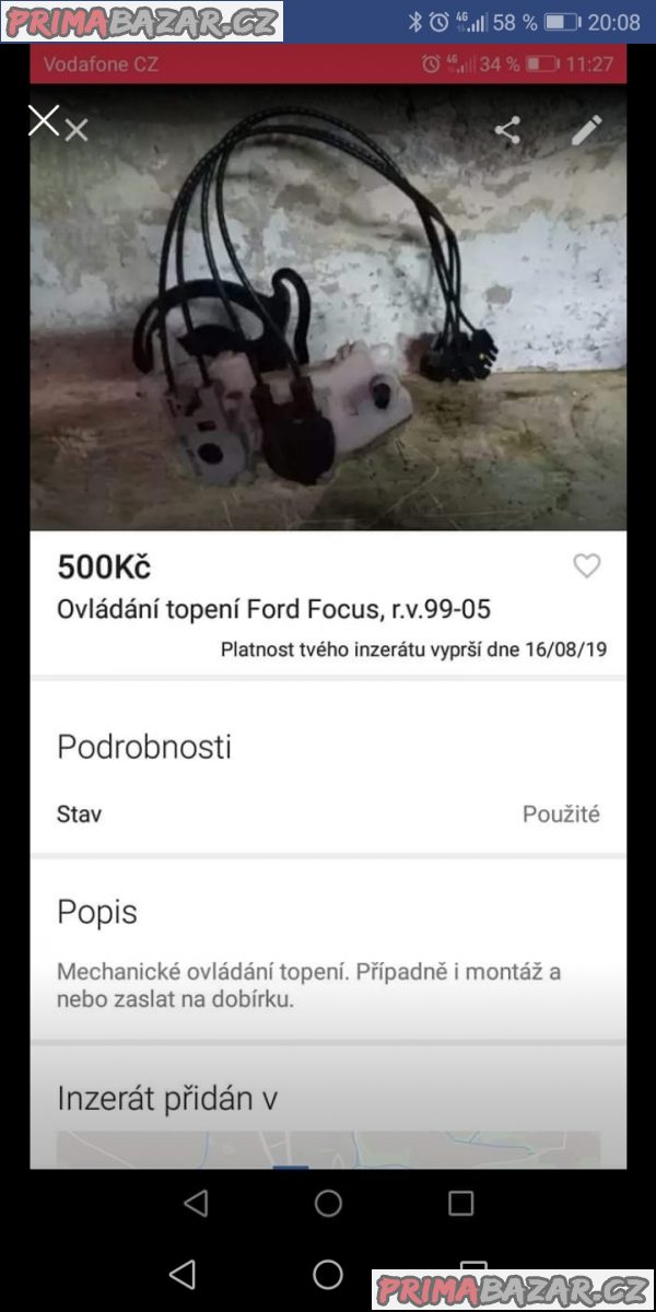 Ovládání topení Ford Focus