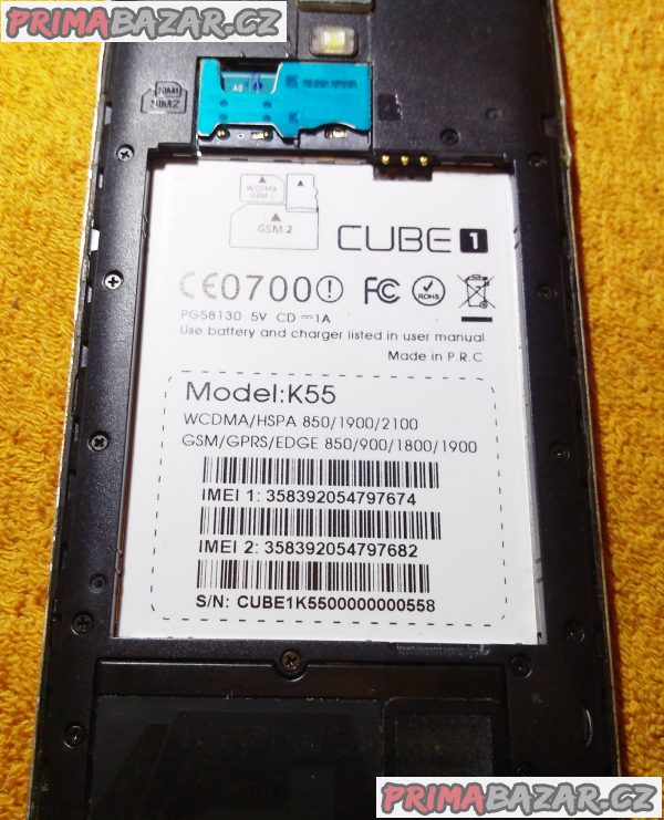 Mobil Cube1 K55 na 2 SIM - k opravě nebo na náhradní díly!!!