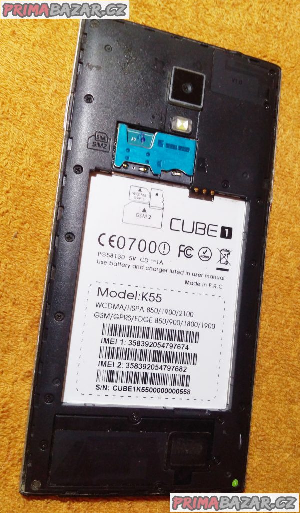 Mobil Cube1 K55 na 2 SIM - k opravě nebo na náhradní díly!!!